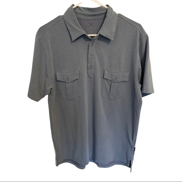 Patagonia Slate Blue Polo Shirt  Sz Small Short Sleeve‎ Pockets Retro Look - Picture 1 of 4